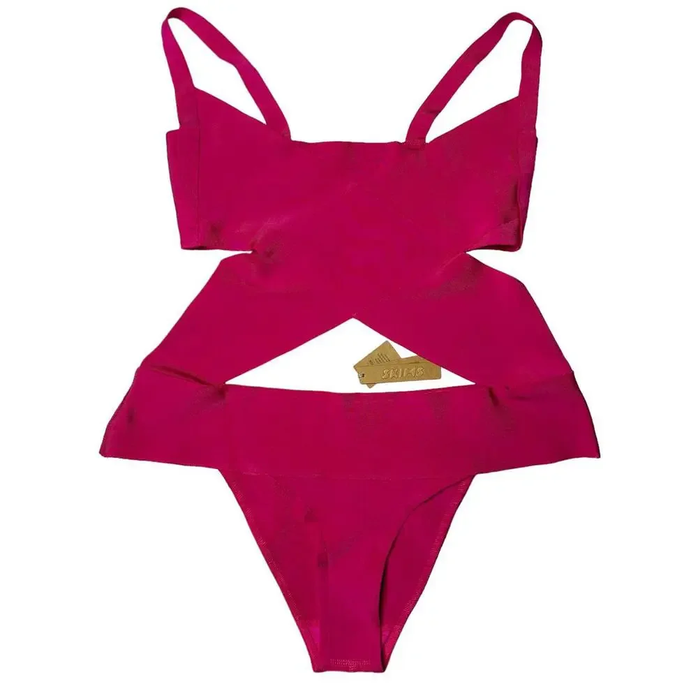 NWT Skims Knit Swim Monokini in Magenta Women’s 3X
